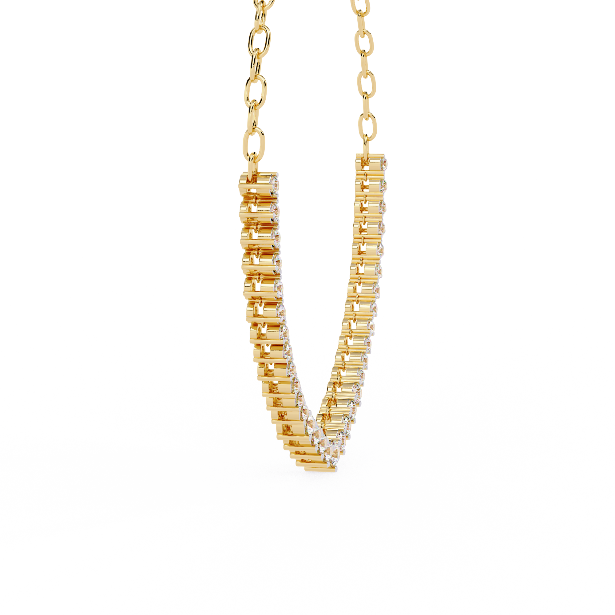 Elegant Curved Lab Diamond Necklace