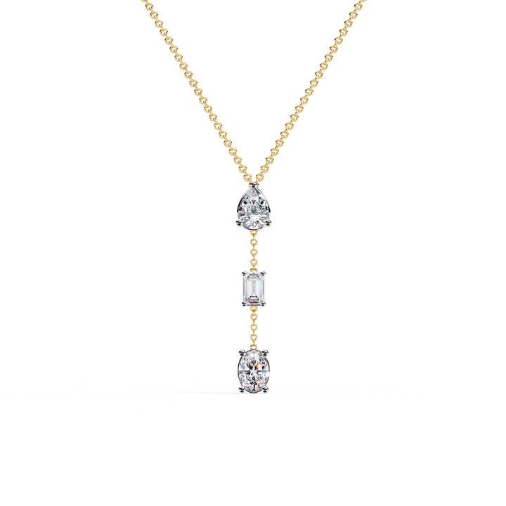 Triple Shape Lab Grown Diamond Drop Necklace – Pear, Emerald & Oval Cuts