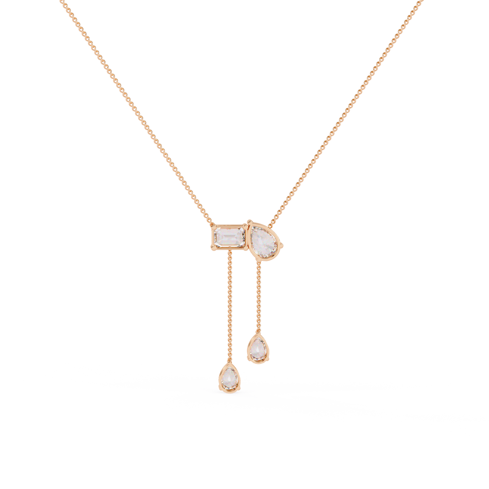 Lab Grown Mixed Cut Diamond Drop Necklace