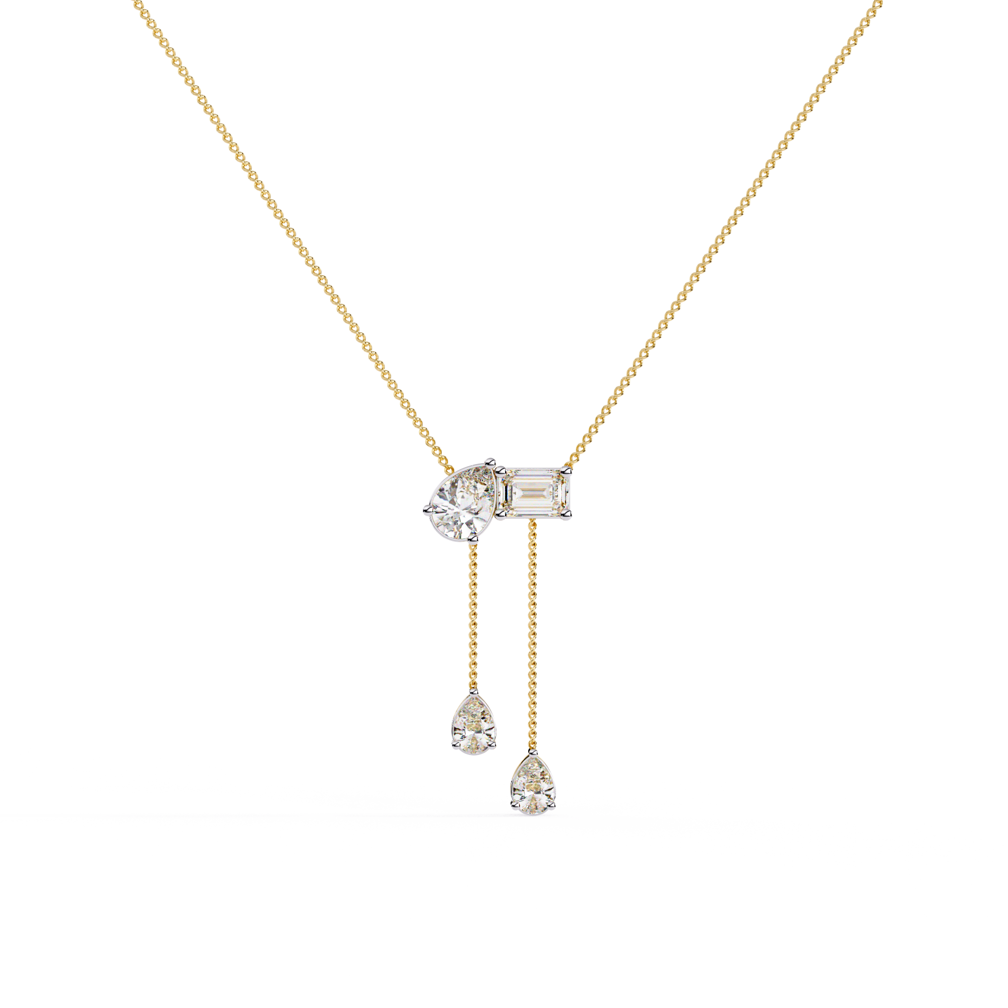 Lab Grown Mixed Cut Diamond Drop Necklace