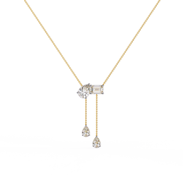 Lab Grown Mixed Cut Diamond Drop Necklace