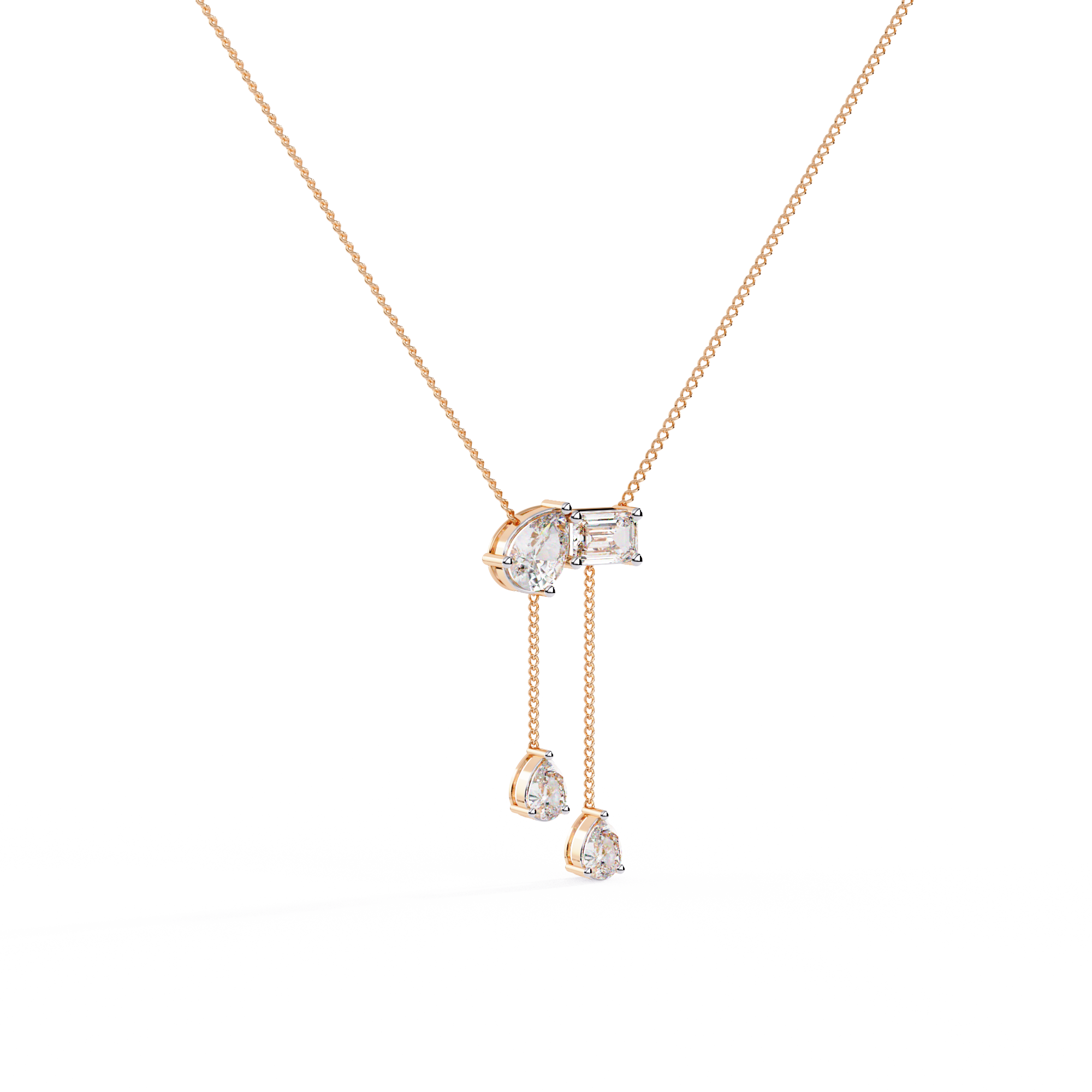 Lab Grown Mixed Cut Diamond Drop Necklace