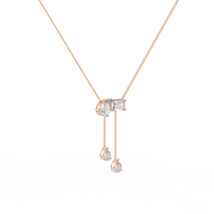 Lab Grown Mixed Cut Diamond Drop Necklace