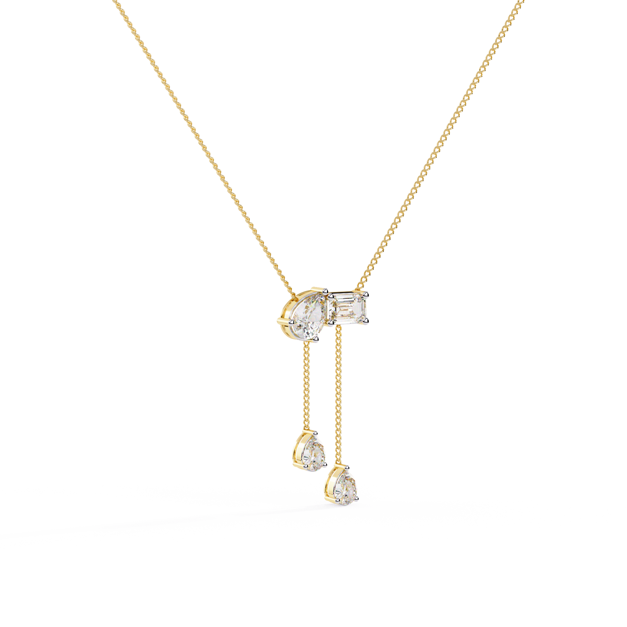 Lab Grown Mixed Cut Diamond Drop Necklace