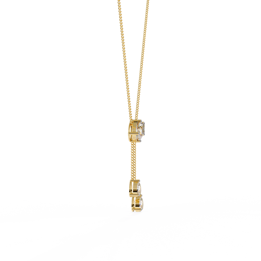 Lab Grown Mixed Cut Diamond Drop Necklace