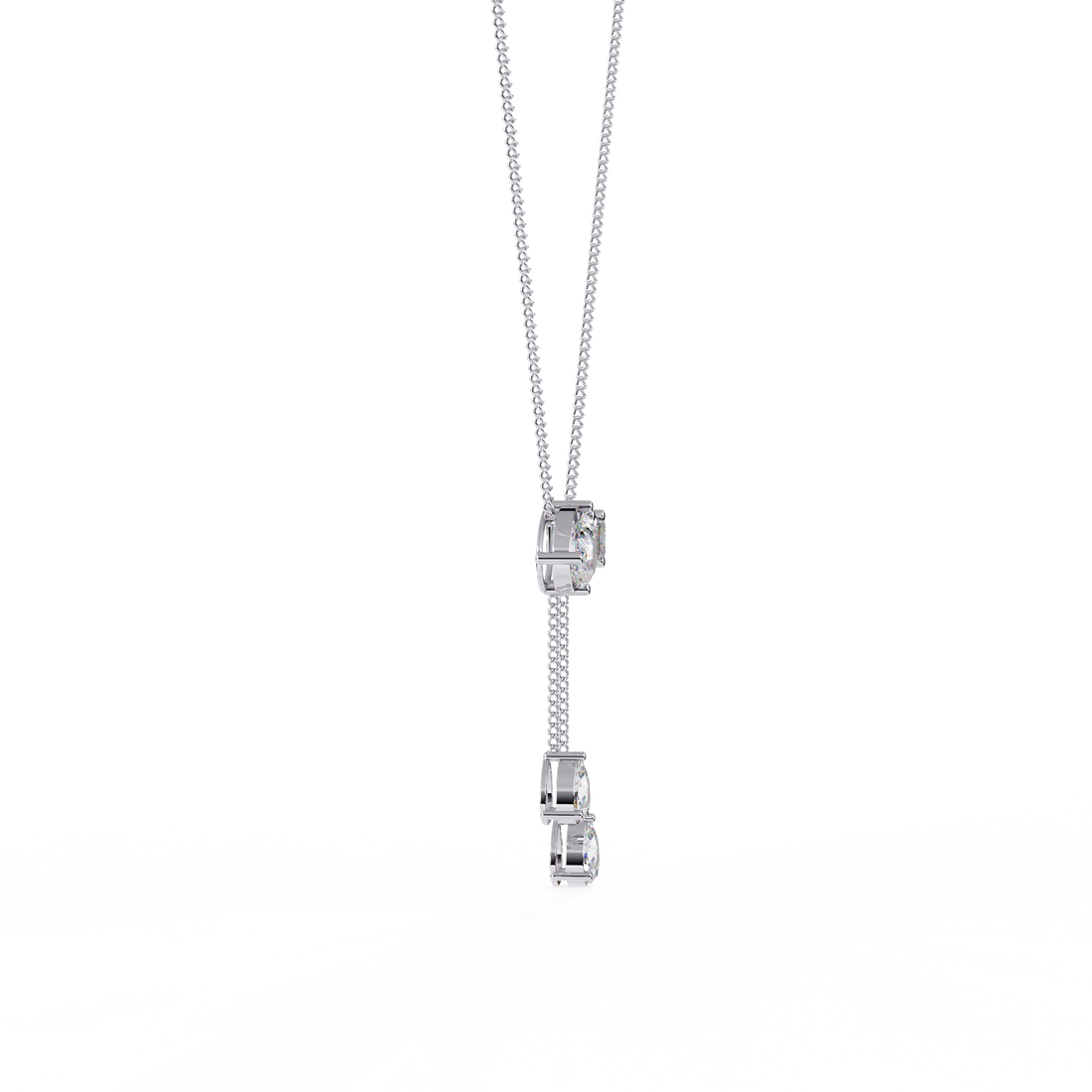 Lab Grown Mixed Cut Diamond Drop Necklace