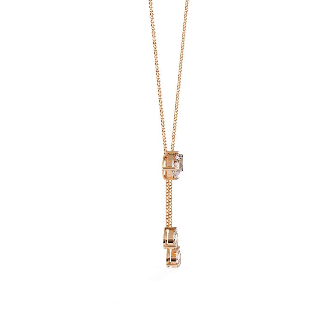 Lab Grown Mixed Cut Diamond Drop Necklace