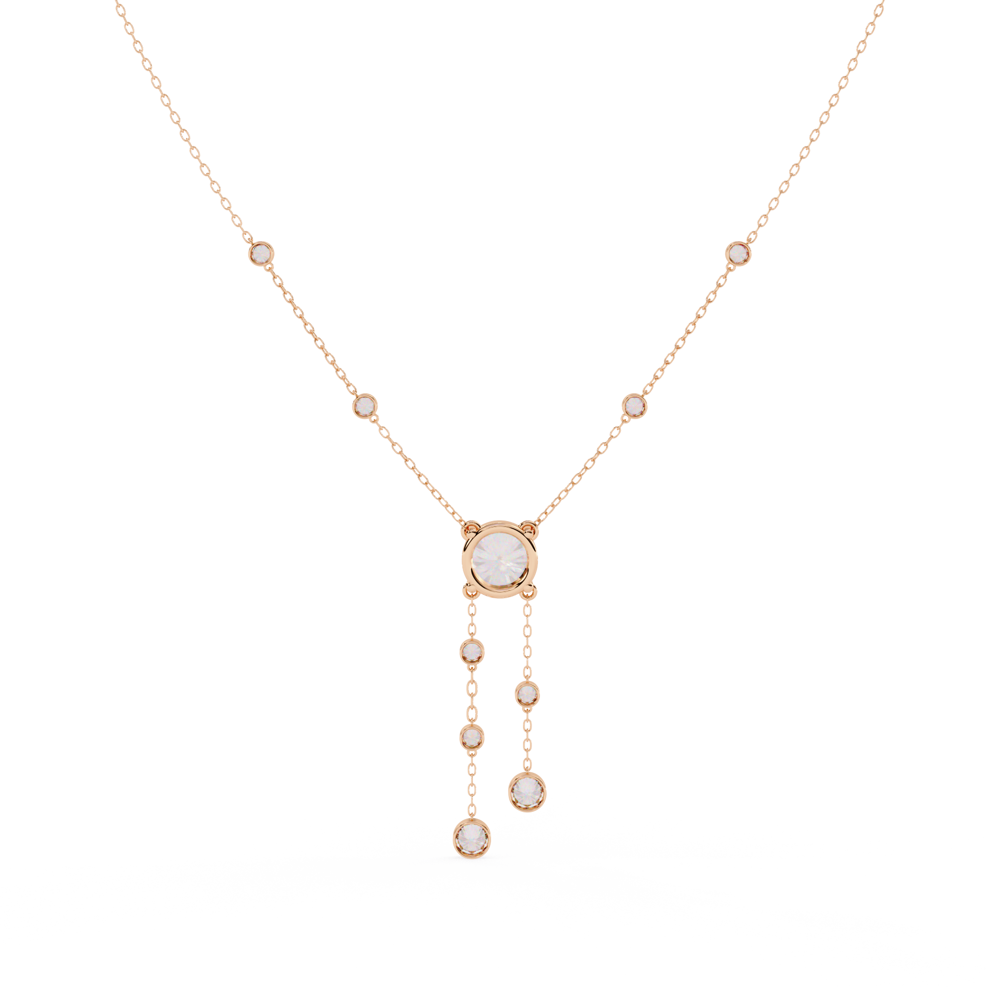 Elegant Y-Necklace with Lab Created Diamonds