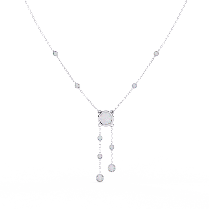 Elegant Y-Necklace with Lab Created Diamonds
