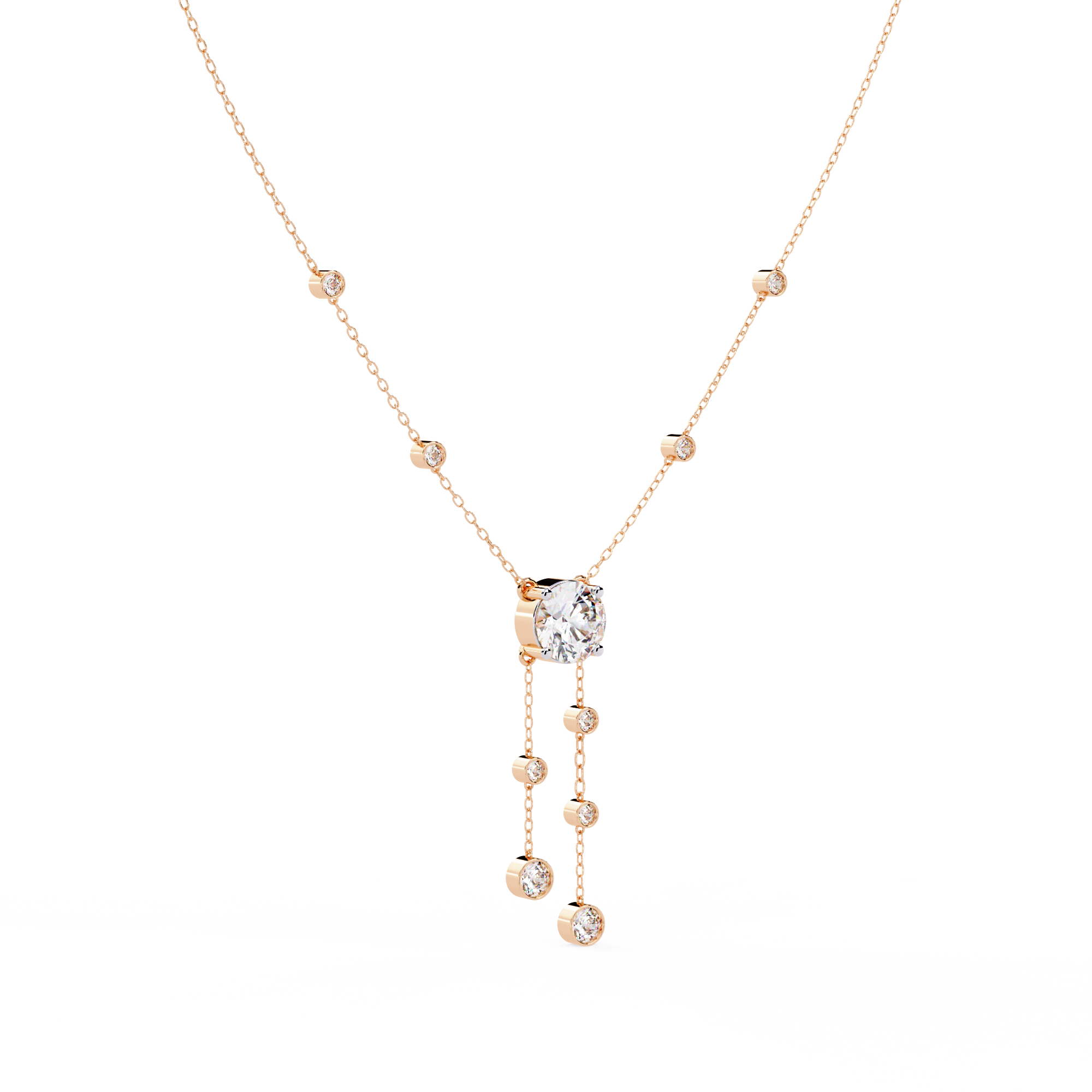 Elegant Y-Necklace with Lab Created Diamonds