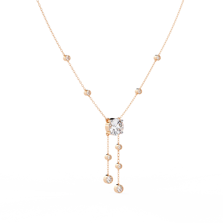 Elegant Y-Necklace with Lab Created Diamonds