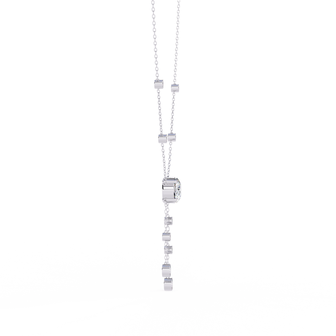 Elegant Y-Necklace with Lab Created Diamonds