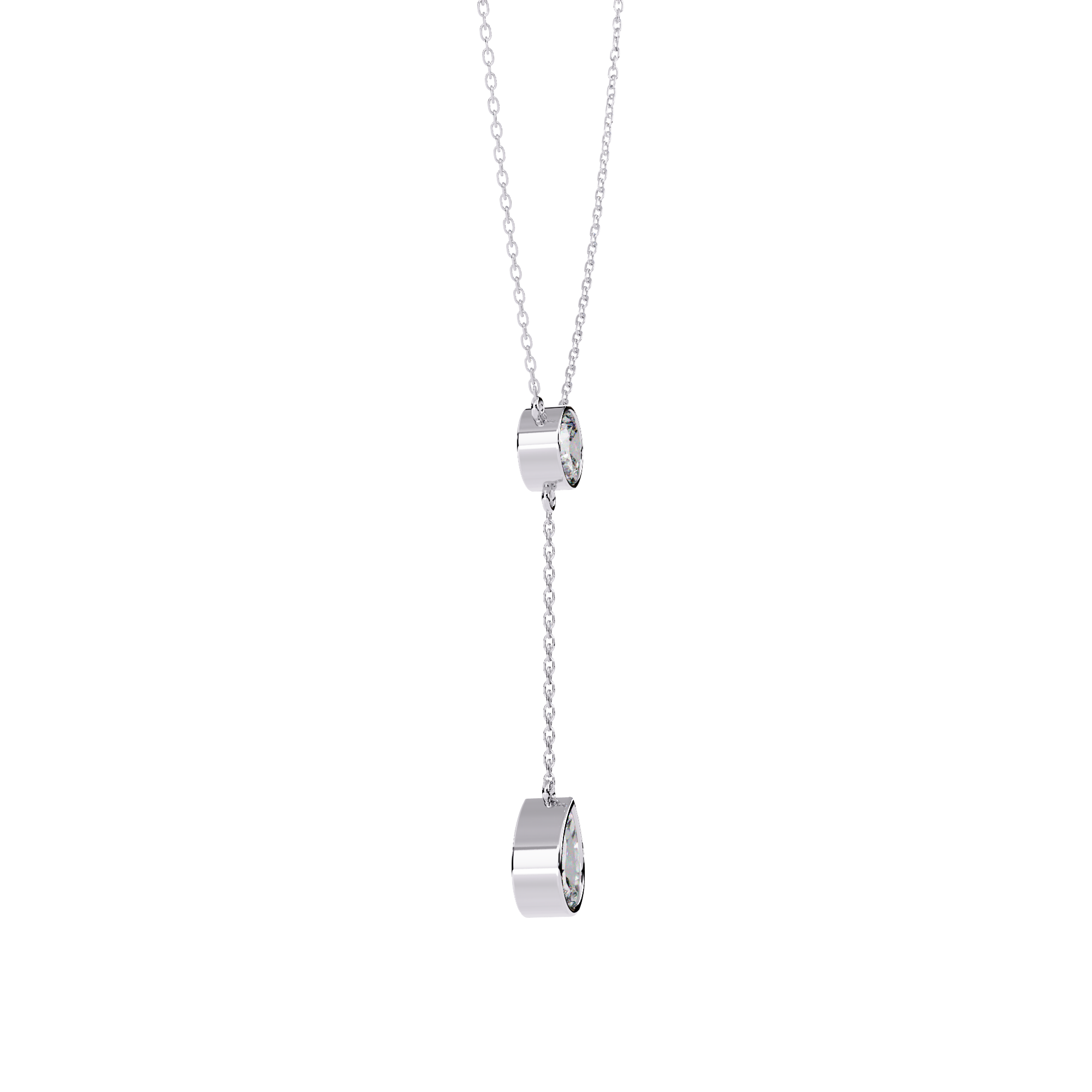 Modern Y Necklace – Round and Pear Lab Grown Diamonds with Chain