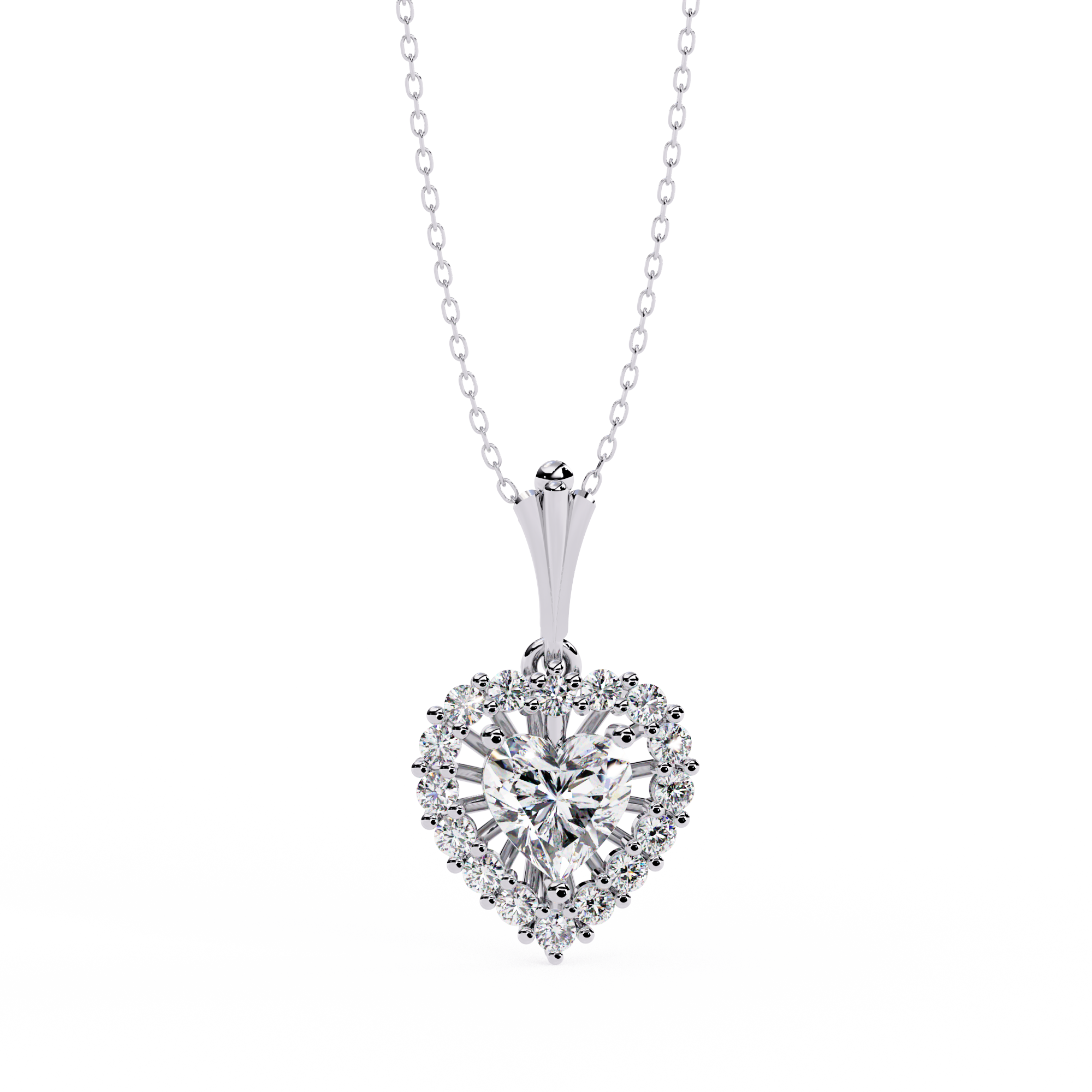 Lab Grown Halo Heart Diamond Pendant