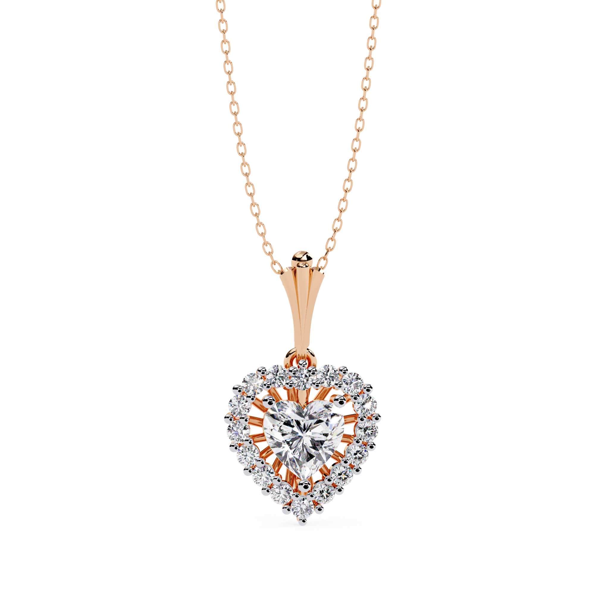 Lab Grown Halo Heart Diamond Pendant