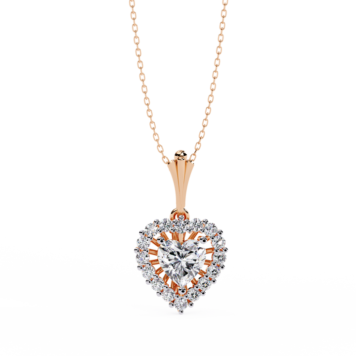 Lab Grown Halo Heart Diamond Pendant