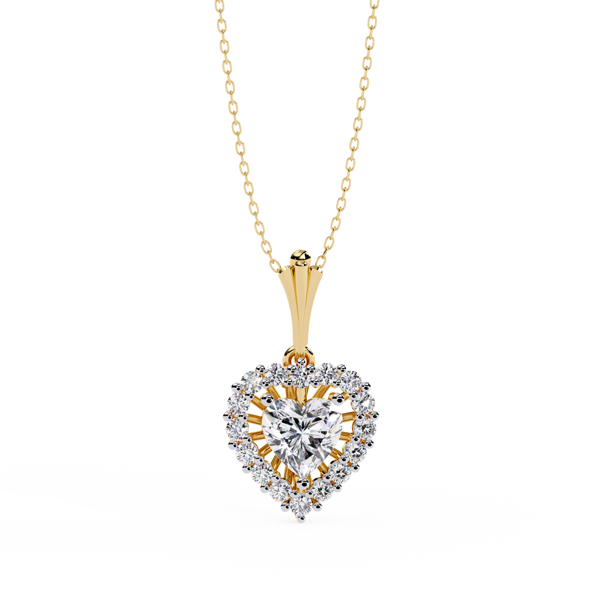 Lab Grown Halo Heart Diamond Pendant