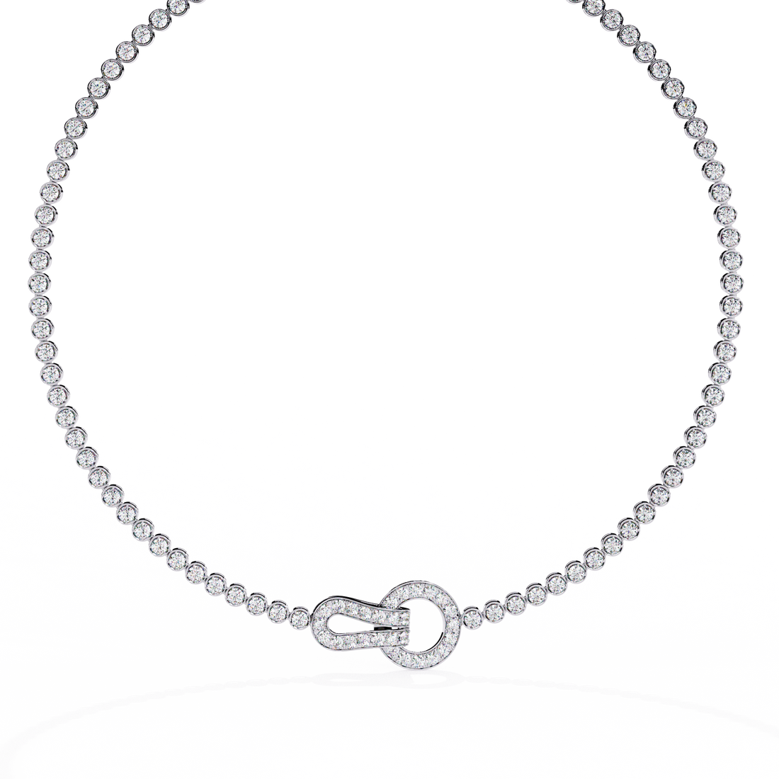 Statement Tennis Necklace – Lab Created Diamonds with Designer Lock