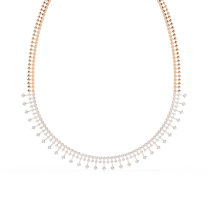 Luxury Fringe Lab Grown Diamond Necklace – Wide Choker Style