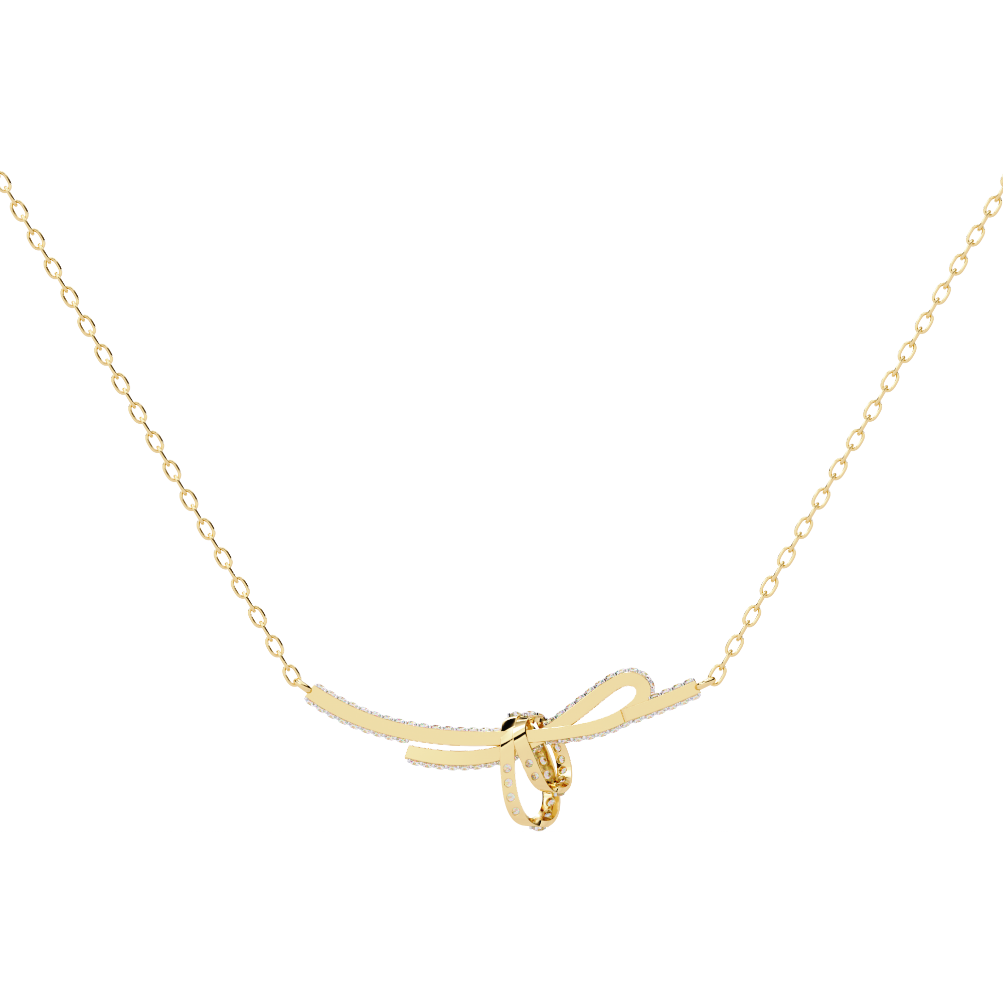 Elegant Bow Design Necklace – Lab Grown Diamonds in with Gold Chain