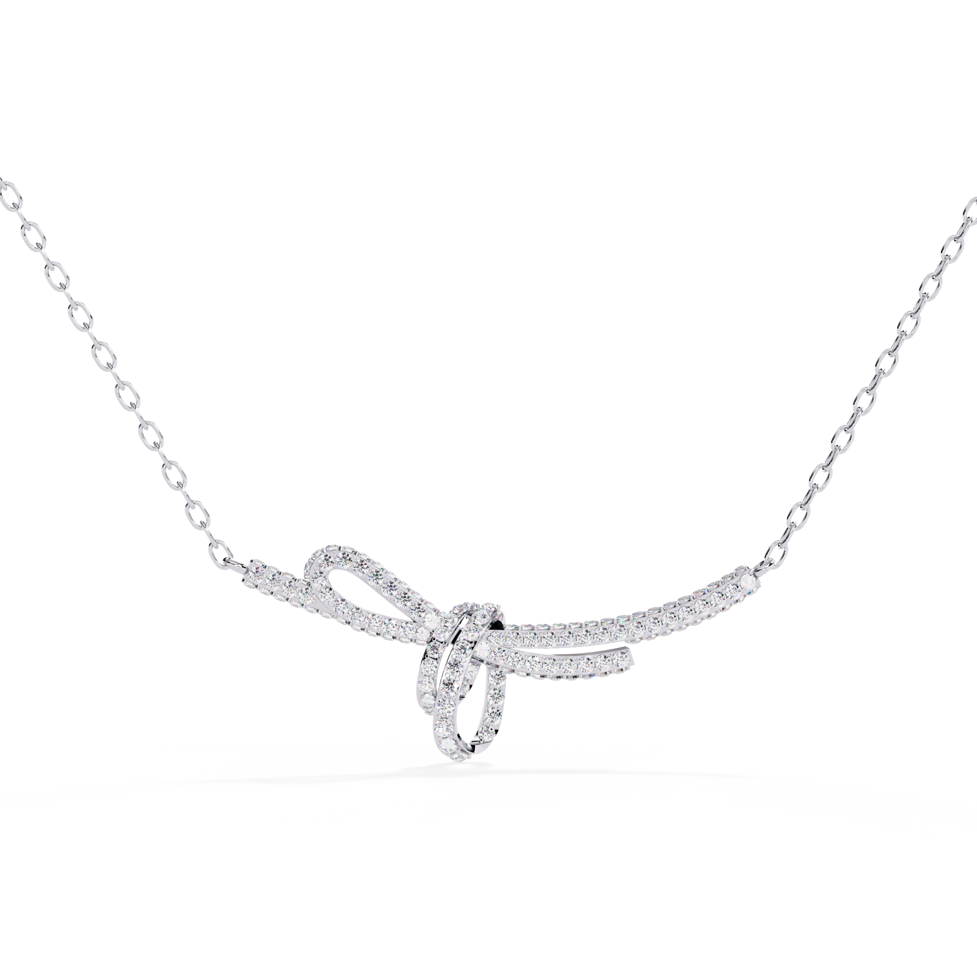 Elegant Bow Design Necklace – Lab Grown Diamonds in with Gold Chain
