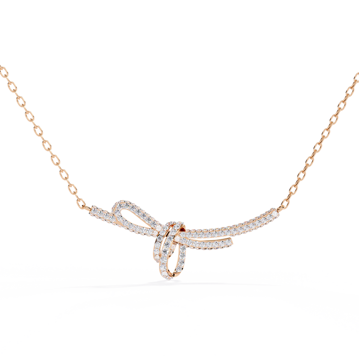 Elegant Bow Design Necklace – Lab Grown Diamonds in with Gold Chain