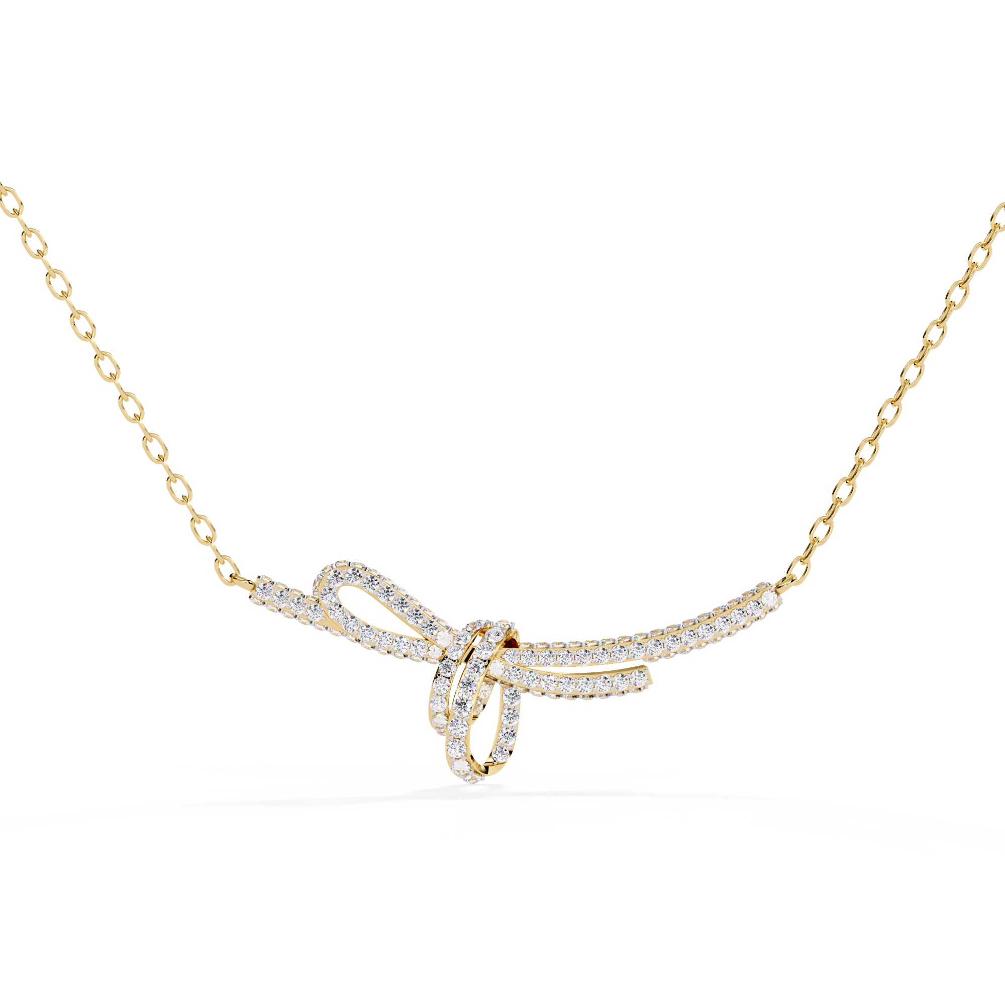 Elegant Bow Design Necklace – Lab Grown Diamonds in with Gold Chain