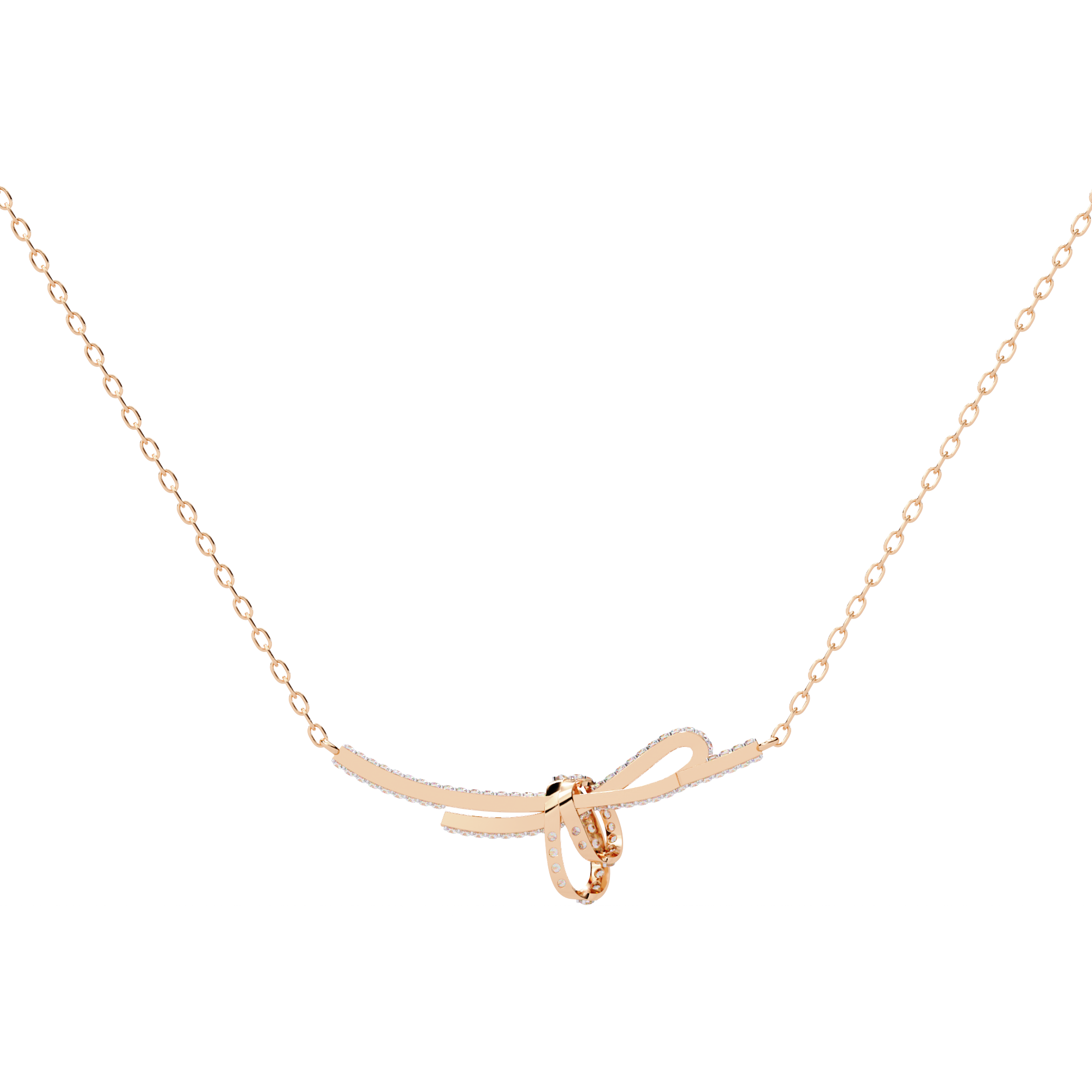 Elegant Bow Design Necklace – Lab Grown Diamonds in with Gold Chain