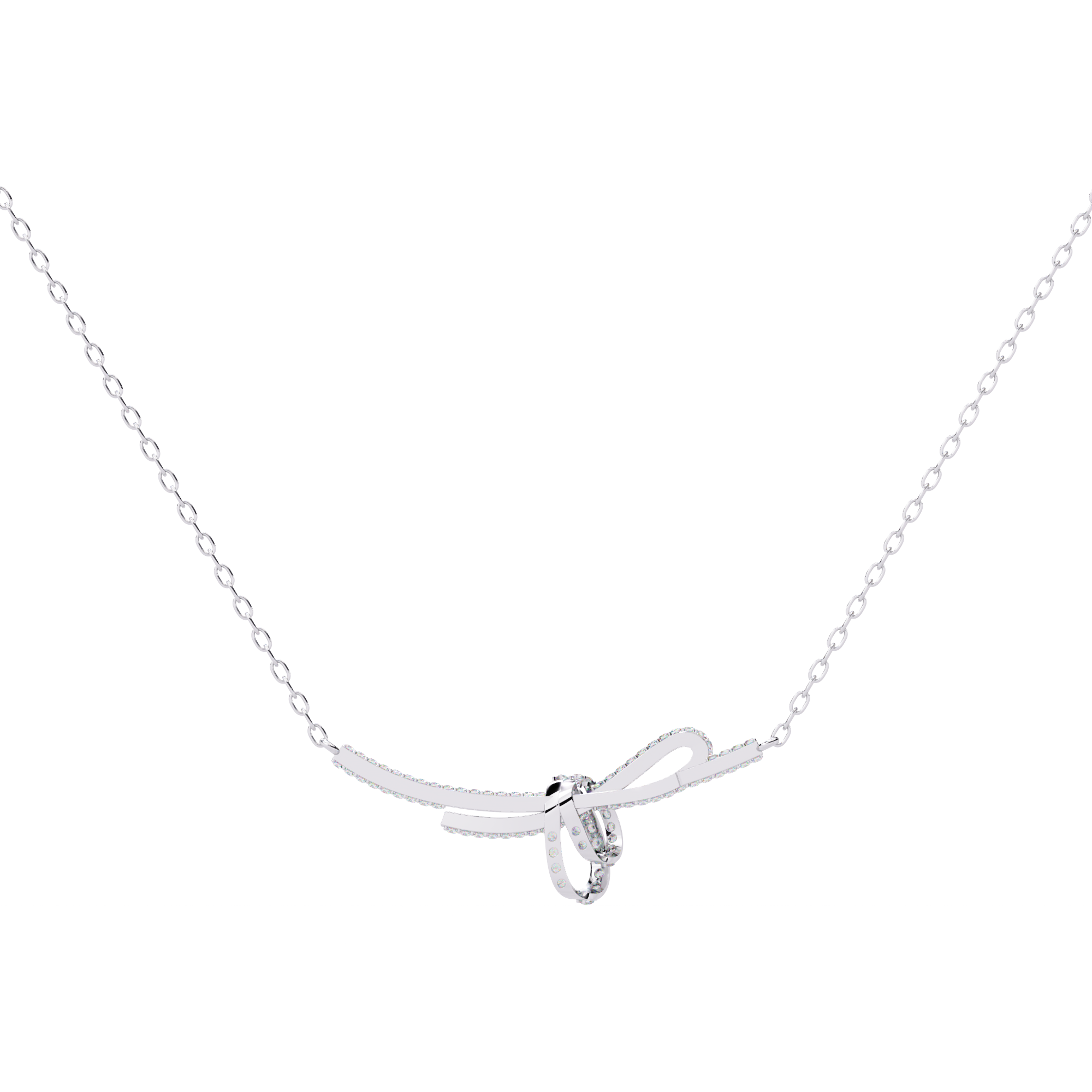 Elegant Bow Design Necklace – Lab Grown Diamonds in with Gold Chain