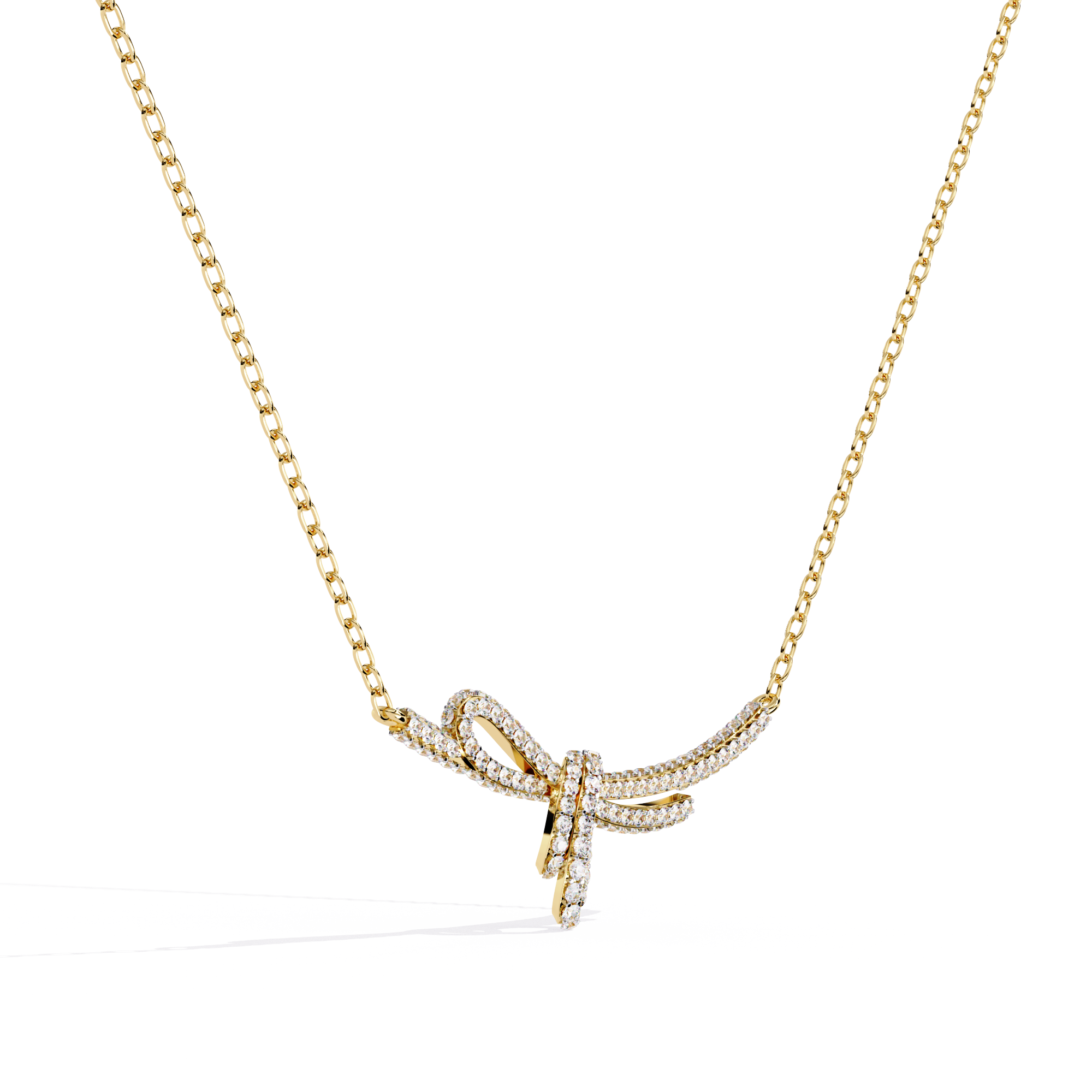 Elegant Bow Design Necklace – Lab Grown Diamonds in with Gold Chain
