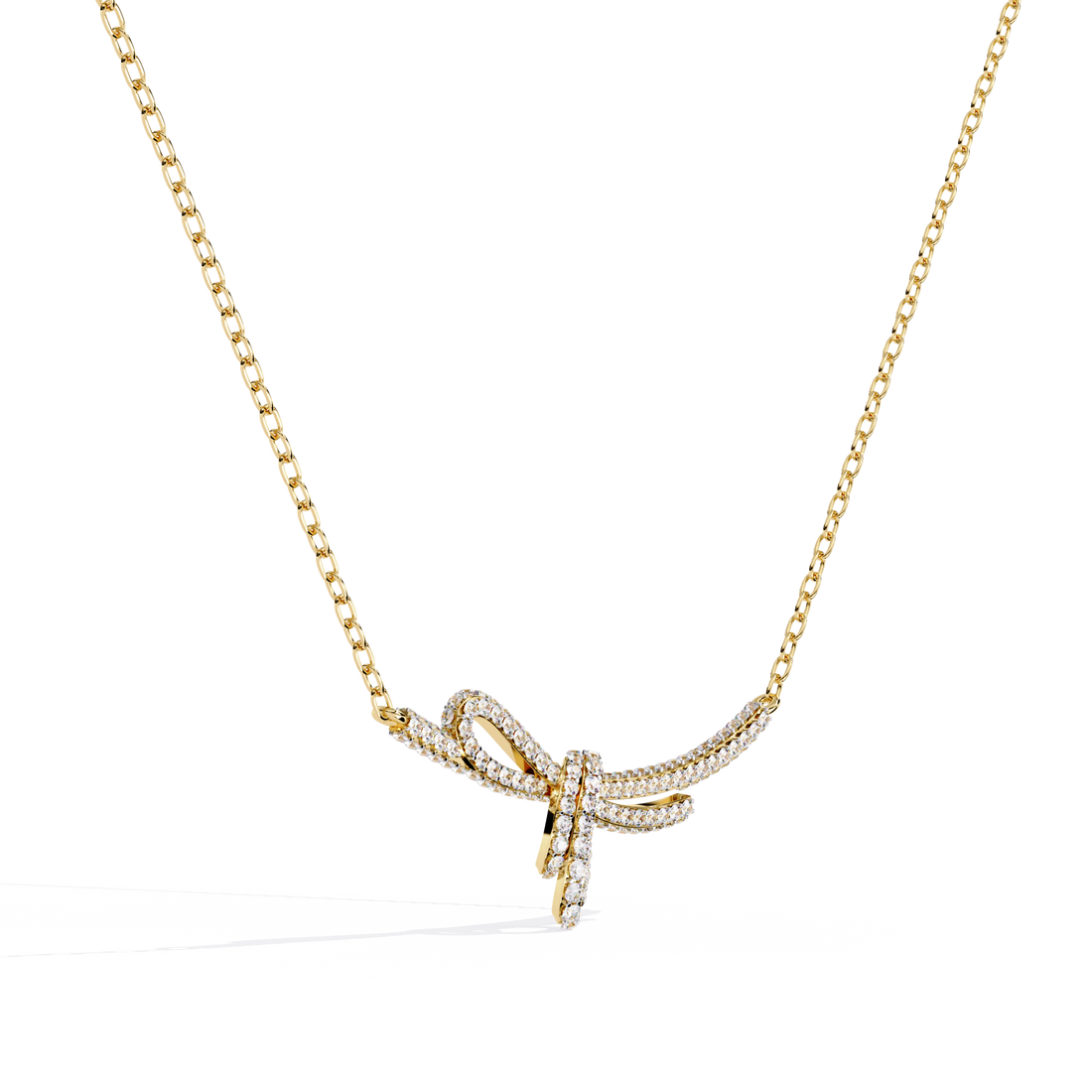 Elegant Bow Design Necklace – Lab Grown Diamonds in with Gold Chain