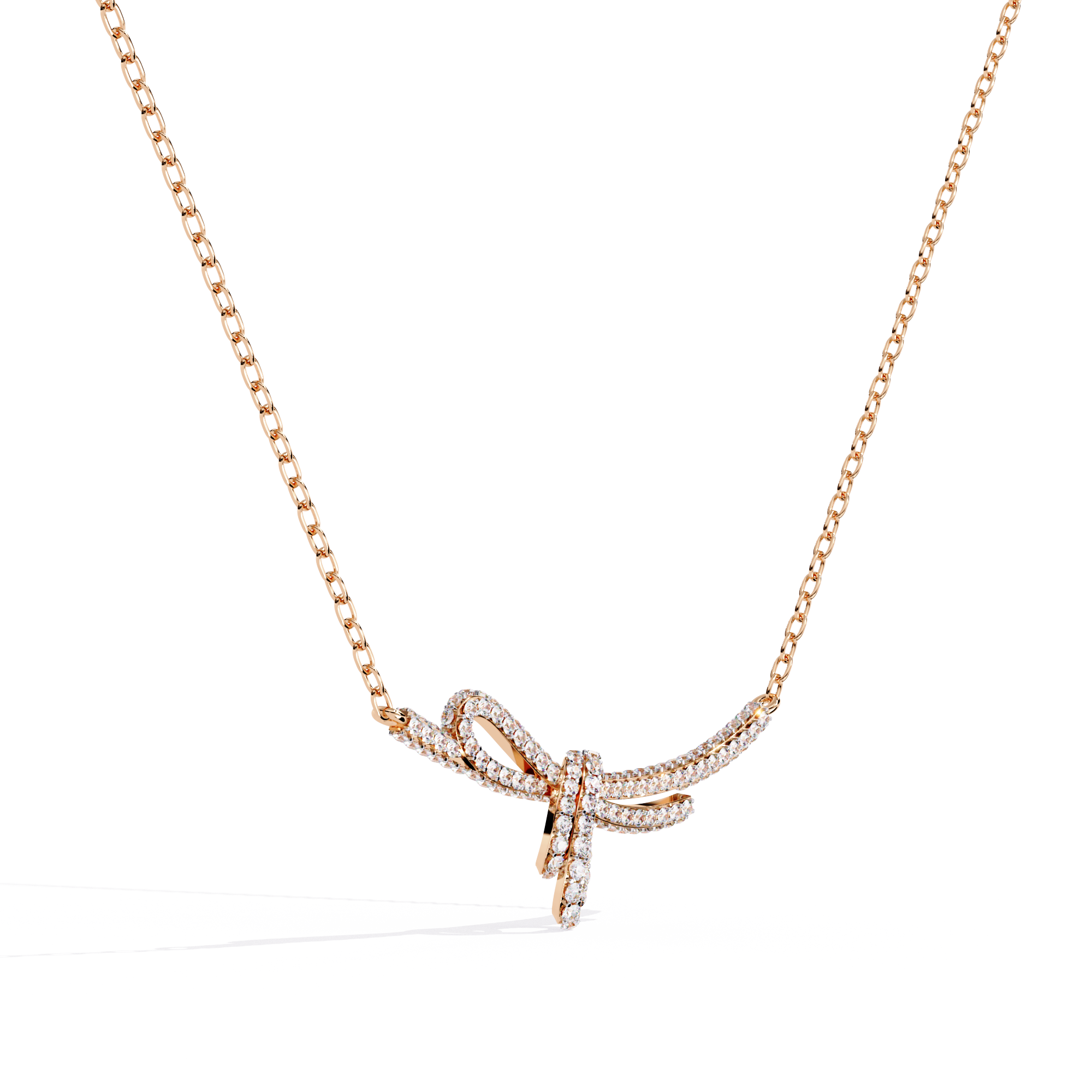 Elegant Bow Design Necklace – Lab Grown Diamonds in with Gold Chain