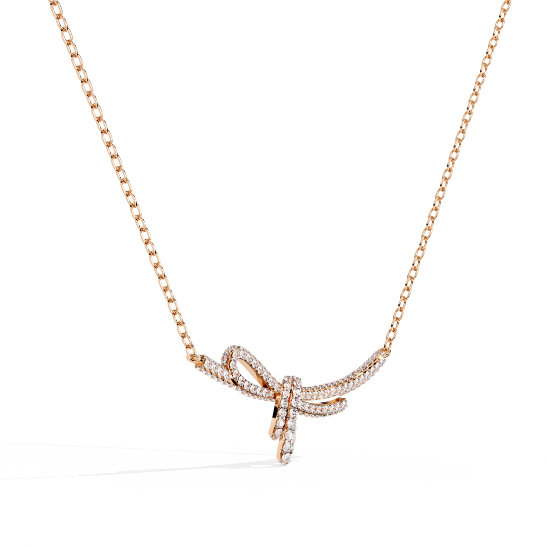 Elegant Bow Design Necklace – Lab Grown Diamonds in with Gold Chain