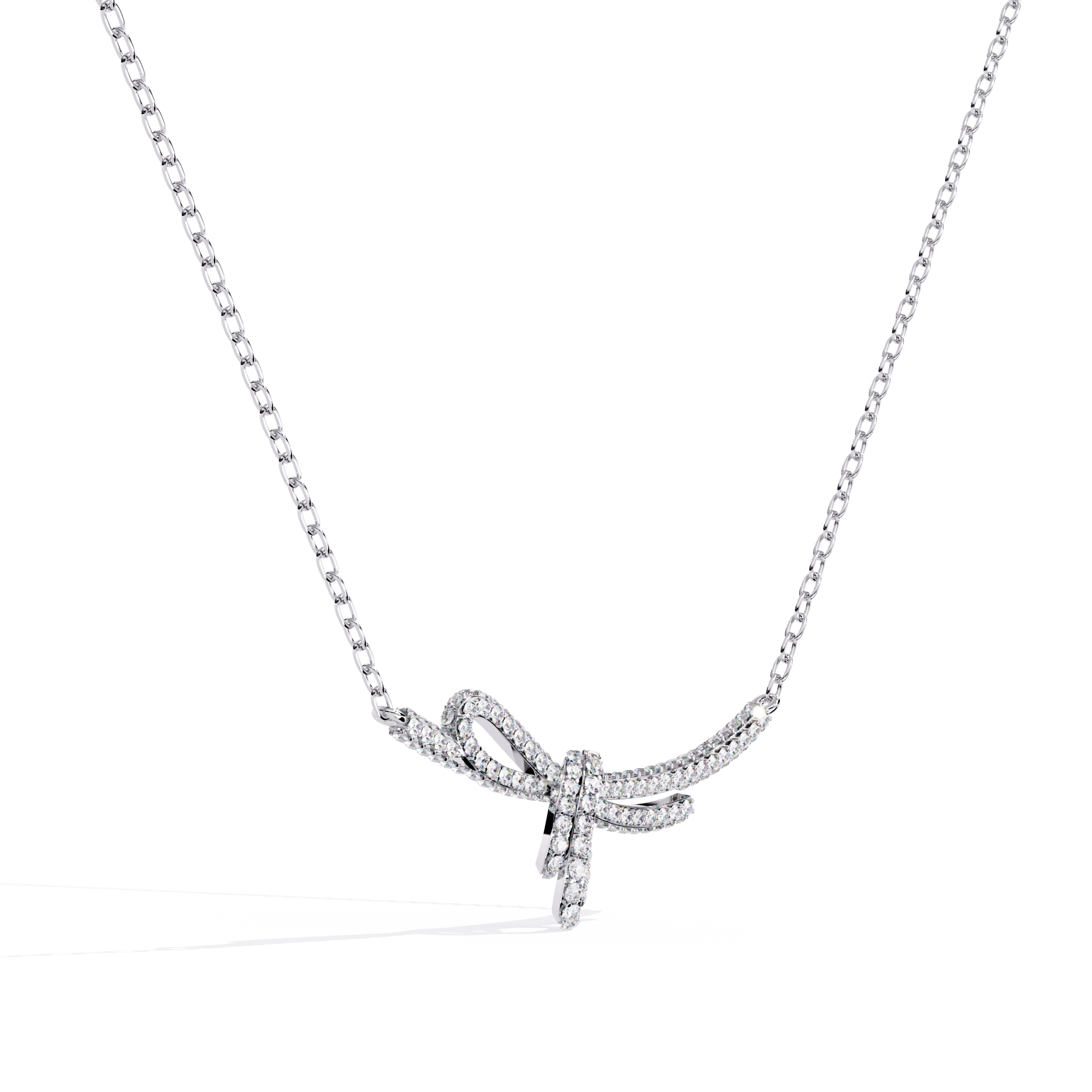 Elegant Bow Design Necklace – Lab Grown Diamonds in with Gold Chain