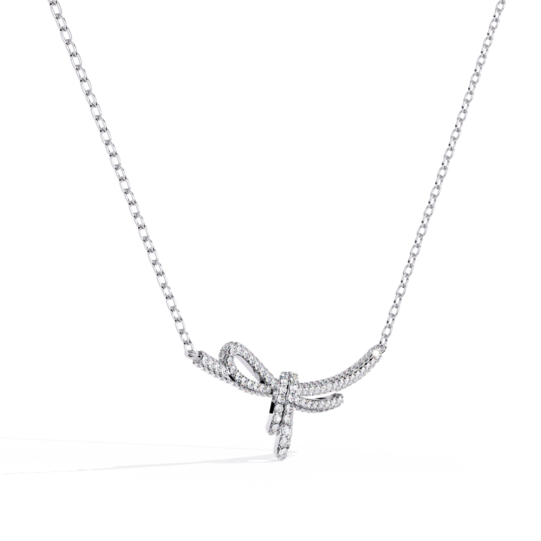 Elegant Bow Design Necklace – Lab Grown Diamonds in with Gold Chain