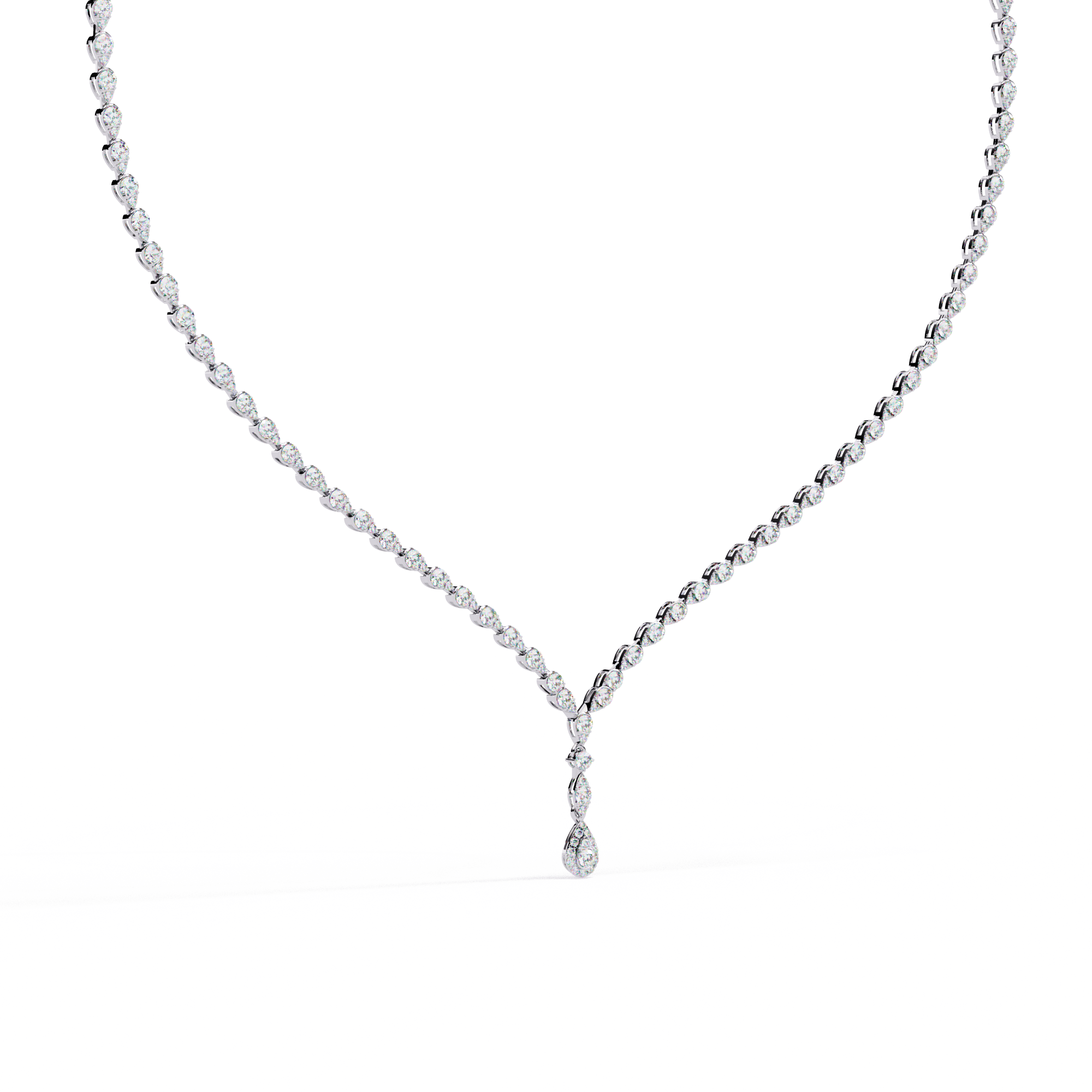 Teardrop Pendant Lab Diamond Necklace – Tennis Style Chain