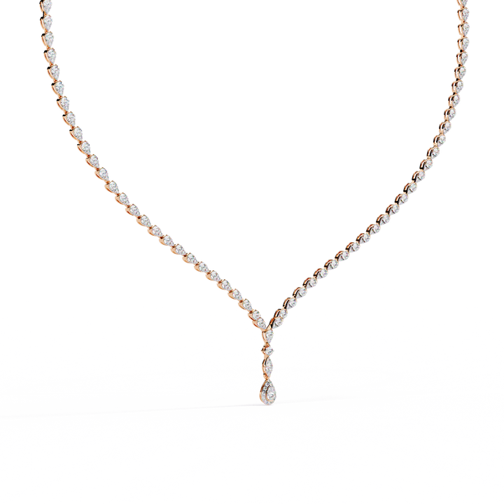 Teardrop Pendant Lab Diamond Necklace – Tennis Style Chain