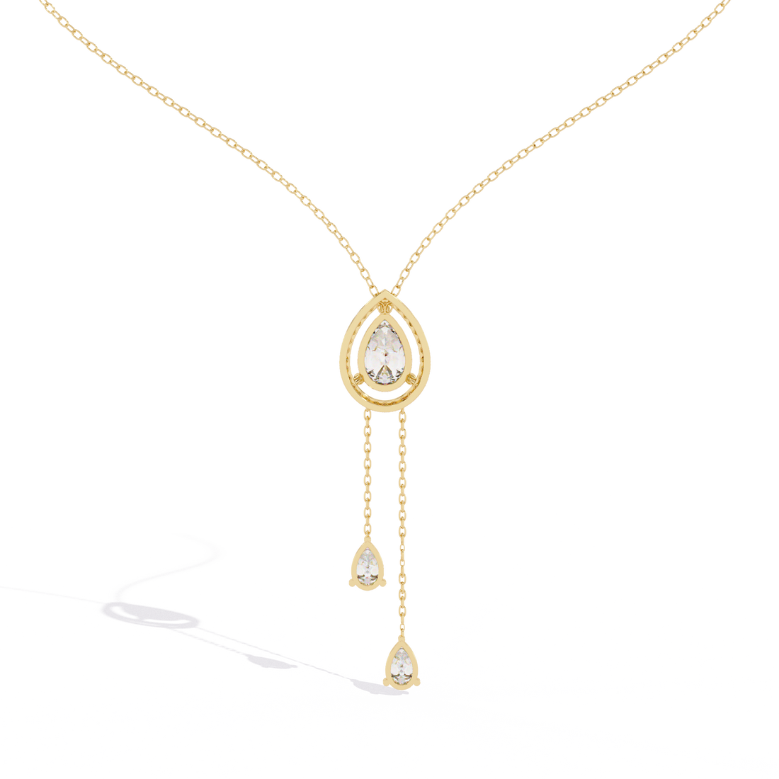 Halo Pear Cut Drop Pendant  – Lab Grown Diamonds