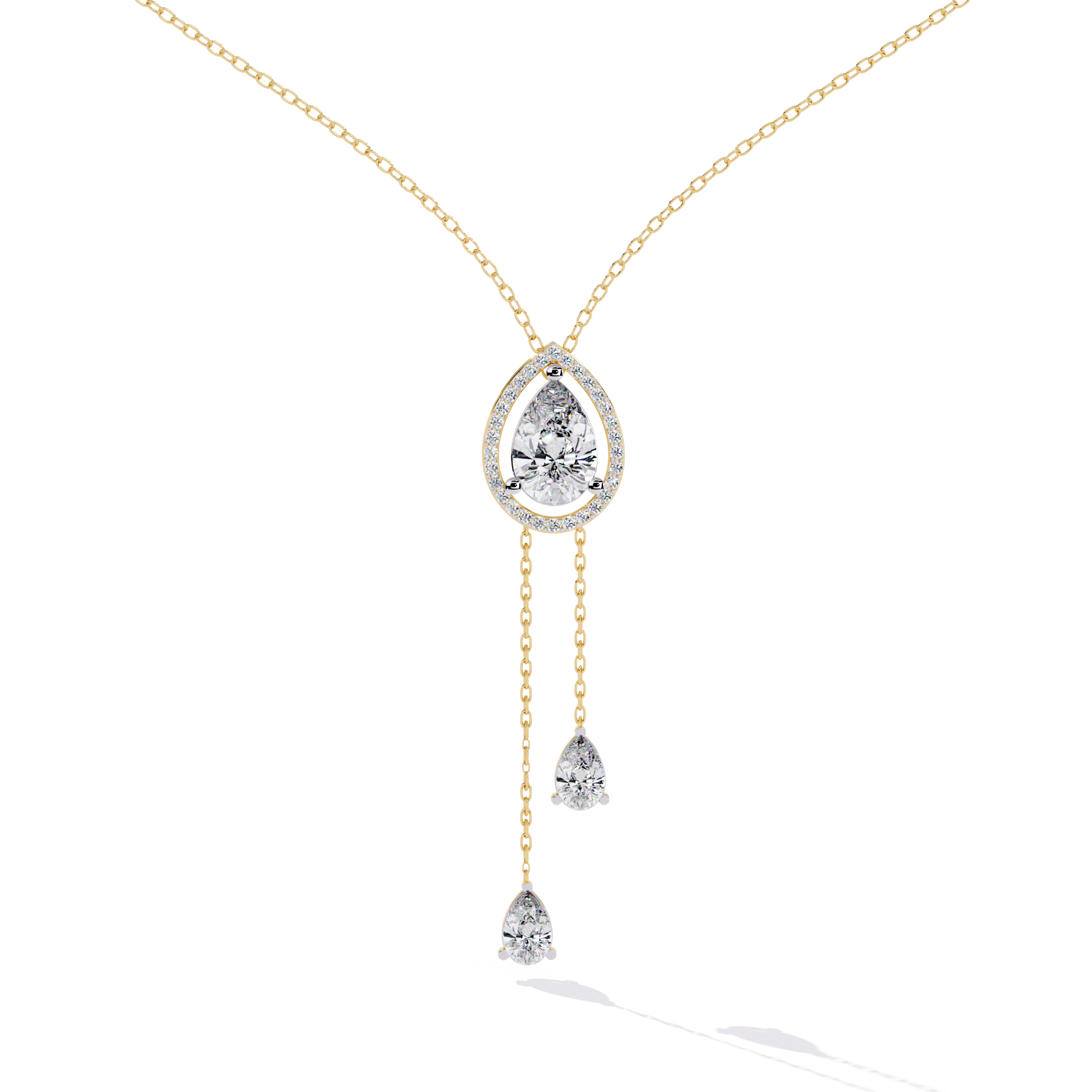 Halo Pear Cut Drop Pendant  – Lab Grown Diamonds