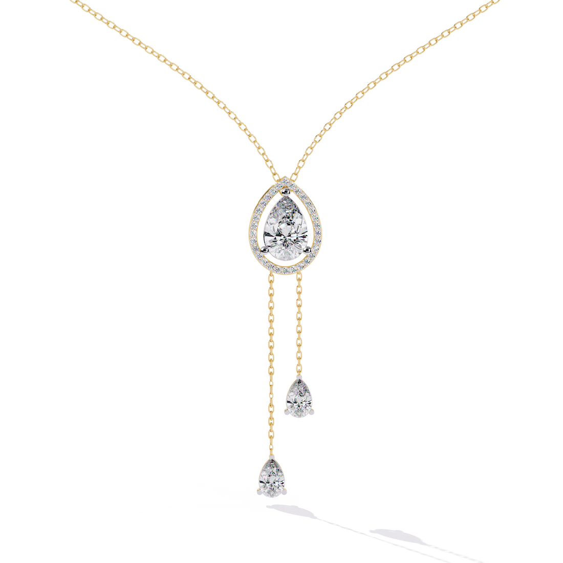 Halo Pear Cut Drop Pendant  – Lab Grown Diamonds