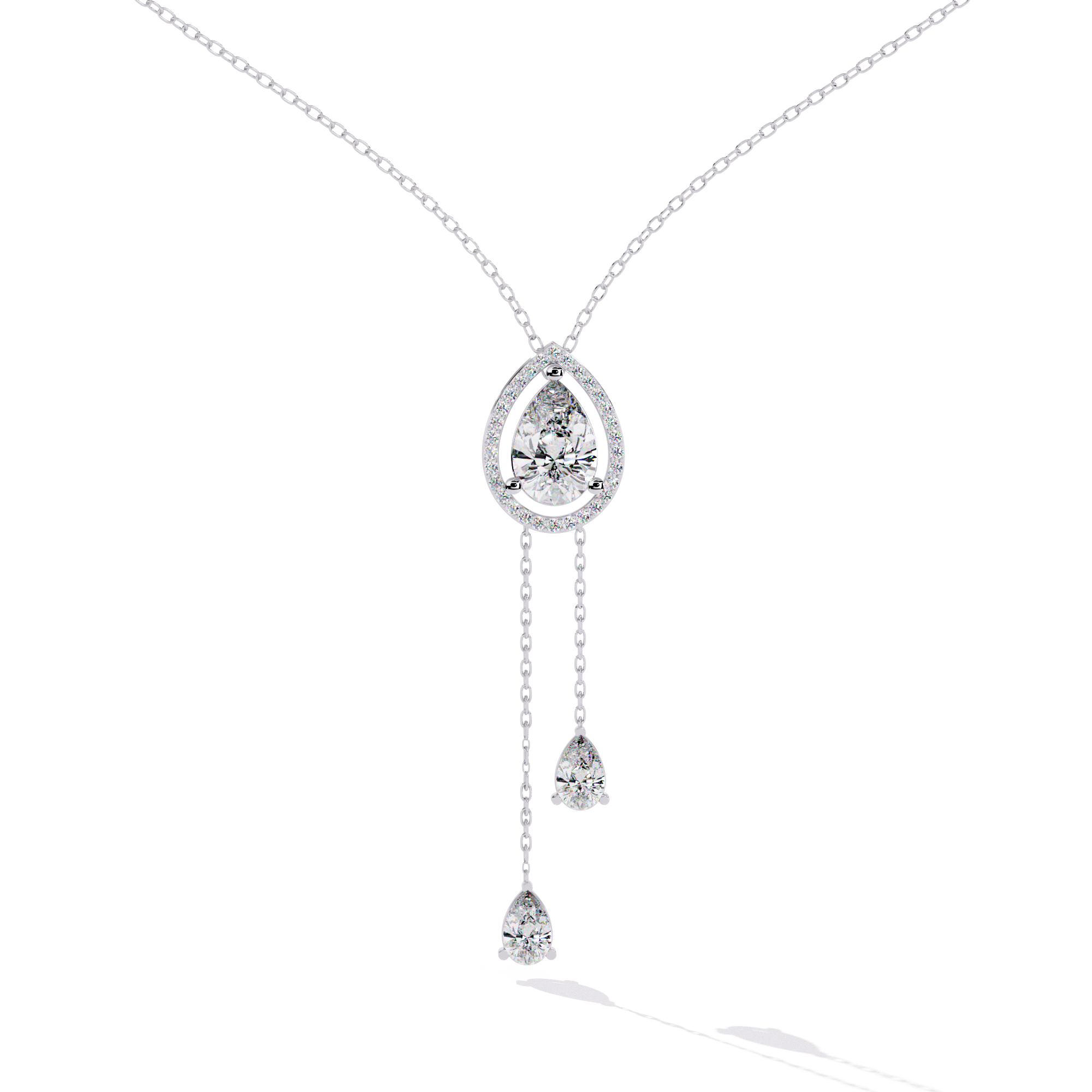 Halo Pear Cut Drop Pendant  – Lab Grown Diamonds