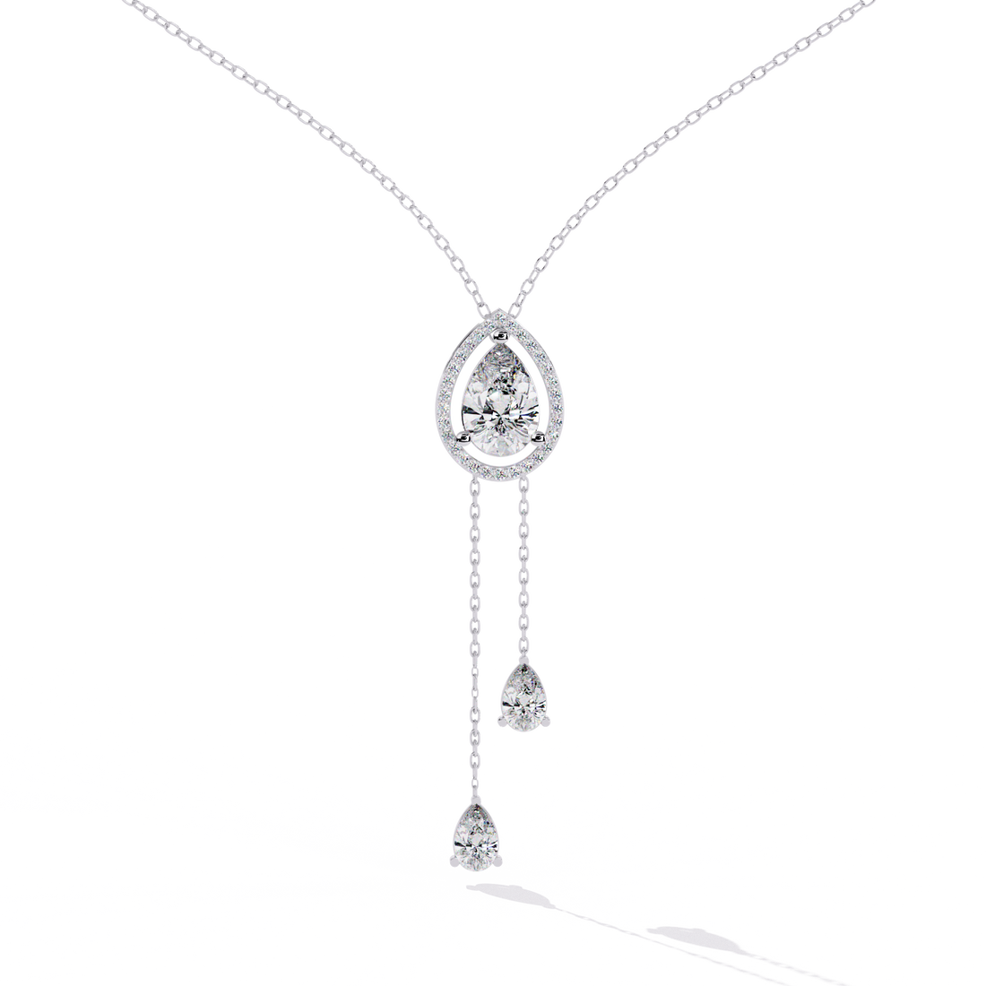 Halo Pear Cut Drop Pendant  – Lab Grown Diamonds