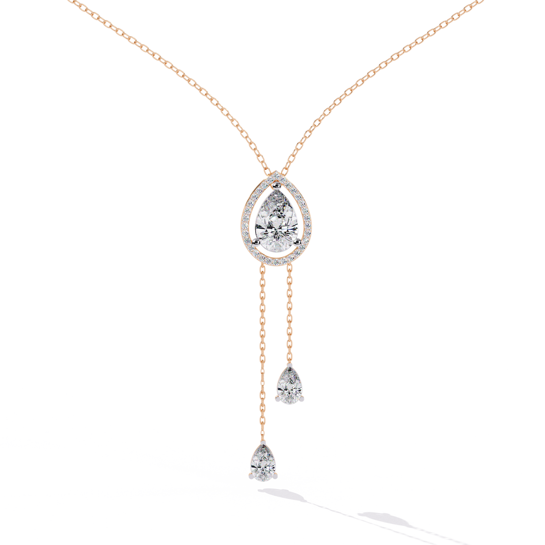 Halo Pear Cut Drop Pendant  – Lab Grown Diamonds