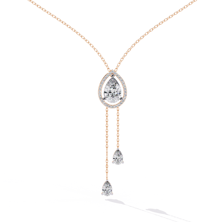 Halo Pear Cut Drop Pendant  – Lab Grown Diamonds