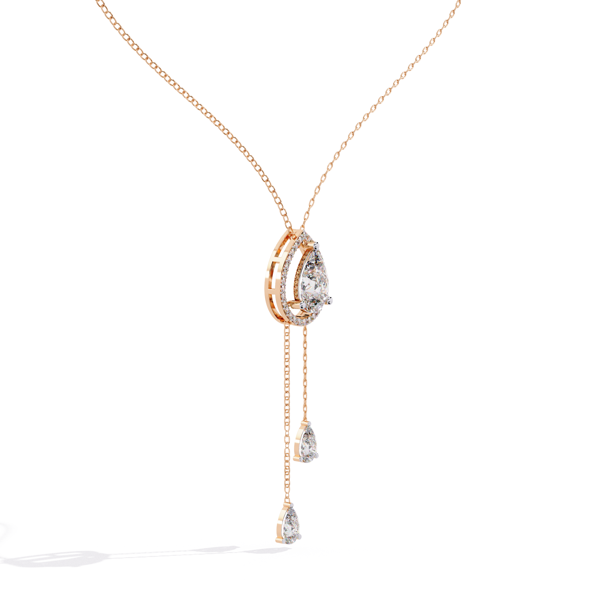 Halo Pear Cut Drop Pendant  – Lab Grown Diamonds