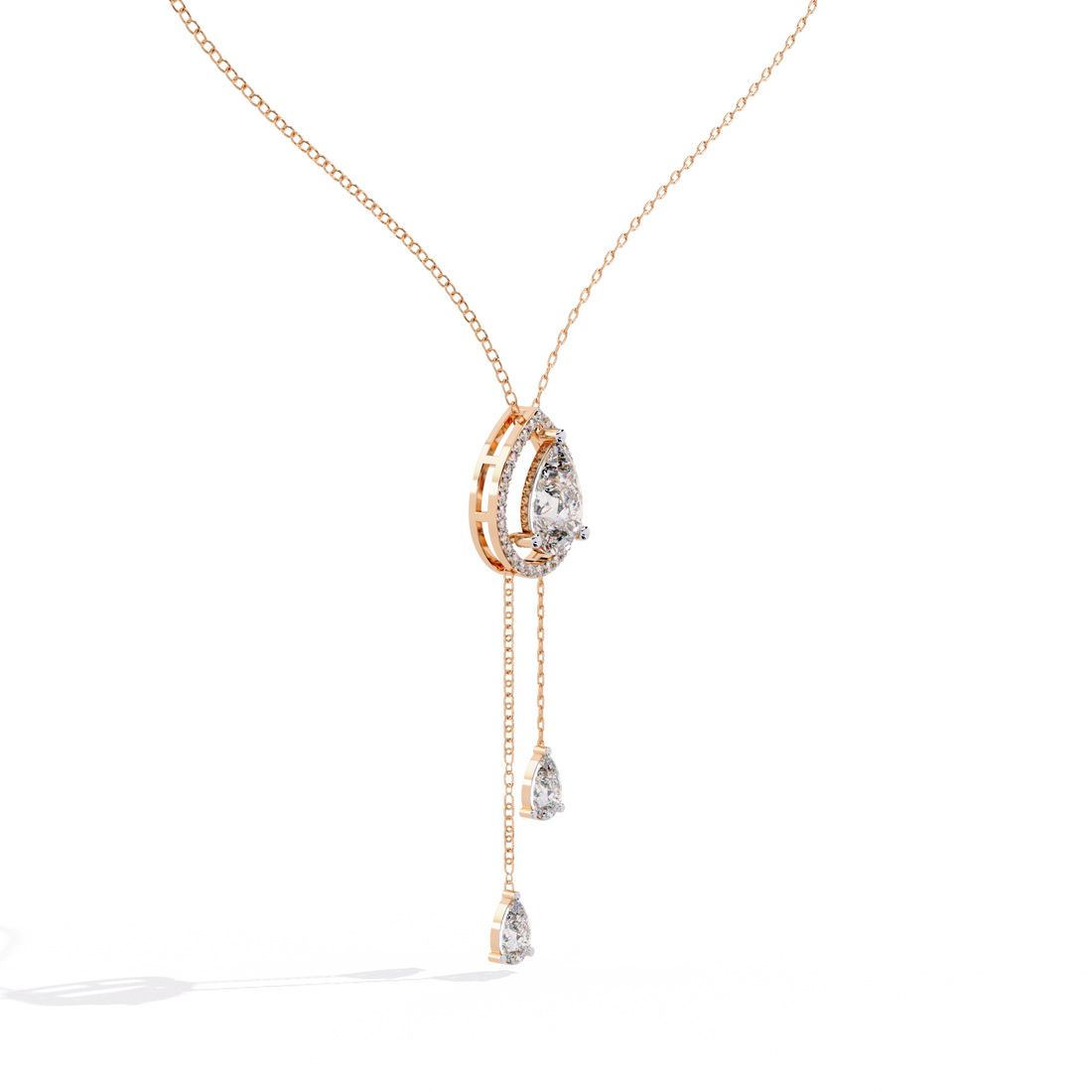 Halo Pear Cut Drop Pendant  – Lab Grown Diamonds