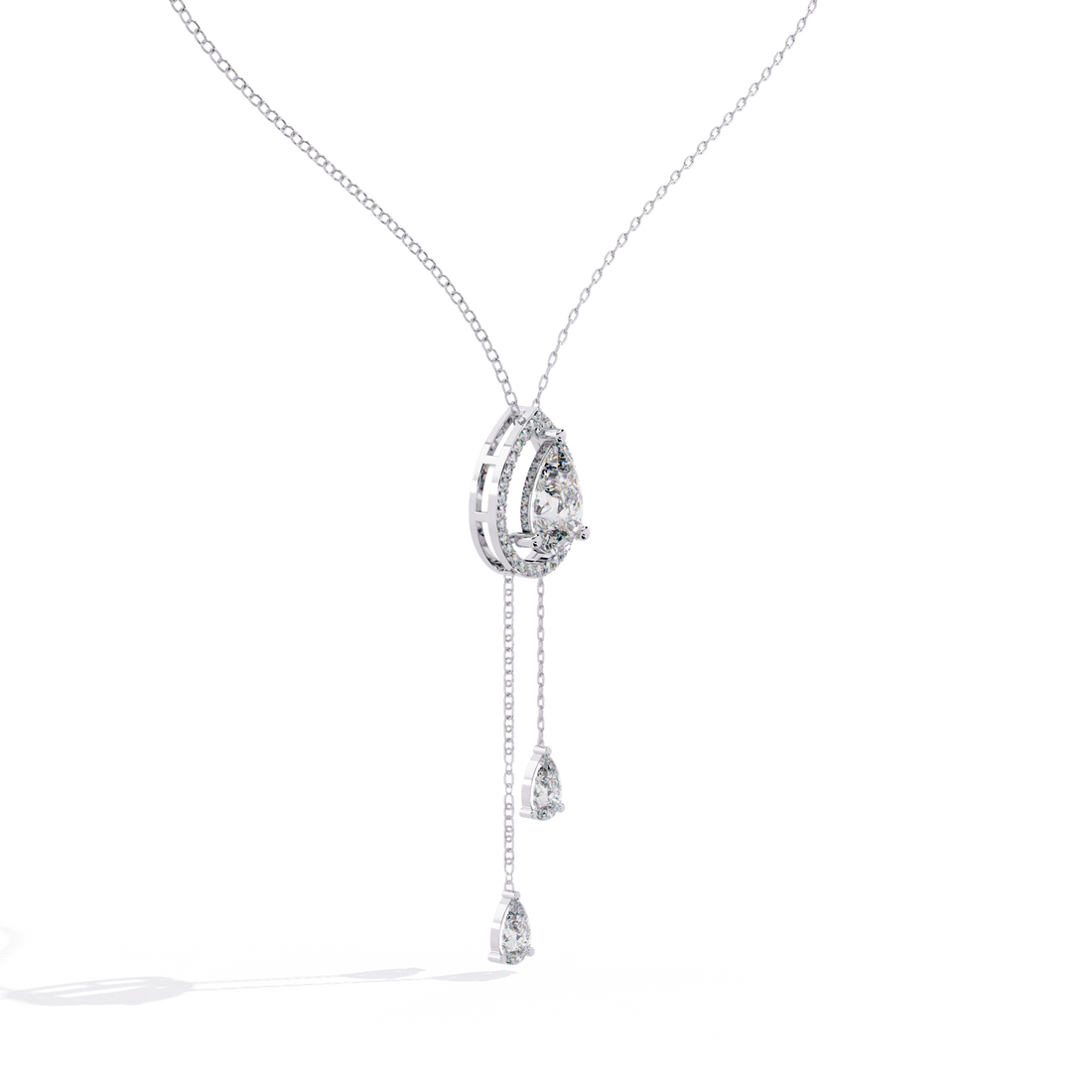 Halo Pear Cut Drop Pendant  – Lab Grown Diamonds