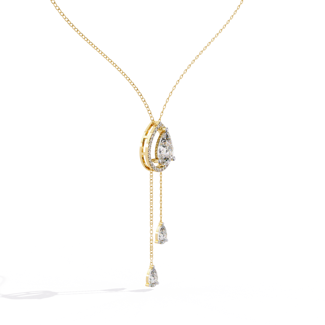 Halo Pear Cut Drop Pendant  – Lab Grown Diamonds