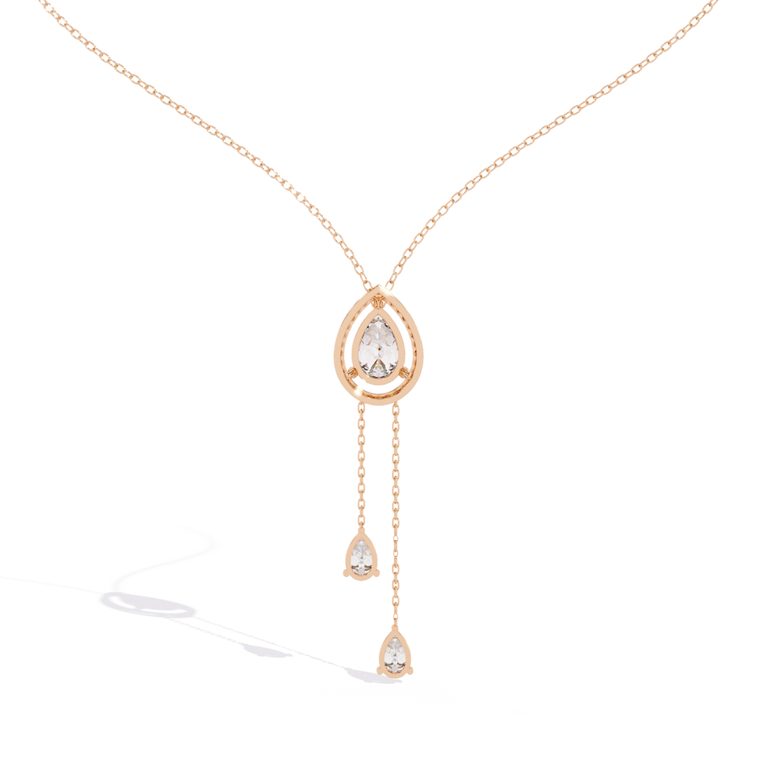 Halo Pear Cut Drop Pendant  – Lab Grown Diamonds