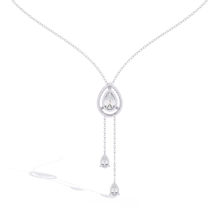 Halo Pear Cut Drop Pendant  – Lab Grown Diamonds